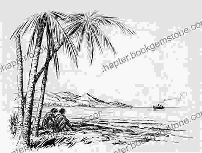 Coastal Scene Drawn With Pen And Pencil, Featuring White Sandy Beaches, Turquoise Waters, And Lush Greenery Australian Pictures Drawn With Pen And Pencil