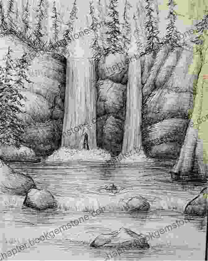 Rainforest Scene Drawn With Pen And Pencil, Showcasing Towering Trees, Cascading Waterfalls, And Diverse Vegetation Australian Pictures Drawn With Pen And Pencil